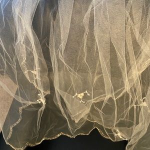 Scalloped, embroidered, beaded ivory Veil